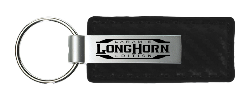 Longhorn Laramie Carbon Fiber Leather Key Fob - Black