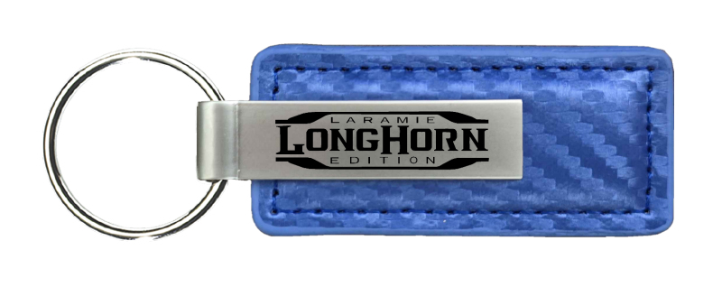Longhorn Laramie Carbon Fiber Leather Key Fob - Blue