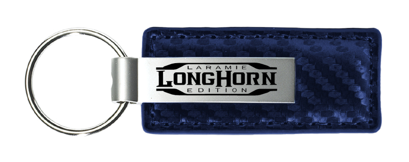 Longhorn Laramie Carbon Fiber Leather Key Fob - Navy