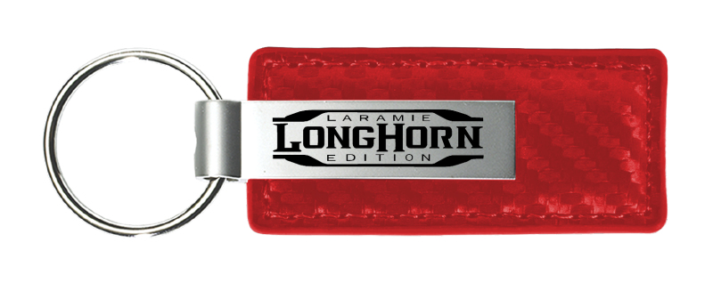 Longhorn Laramie Carbon Fiber Leather Key Fob - Red
