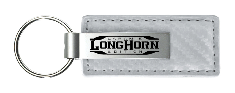 Longhorn Laramie Carbon Fiber Leather Key Fob - White