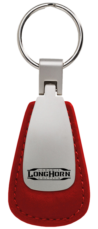 Longhorn Laramie Leather Teardrop Key Fob - Red