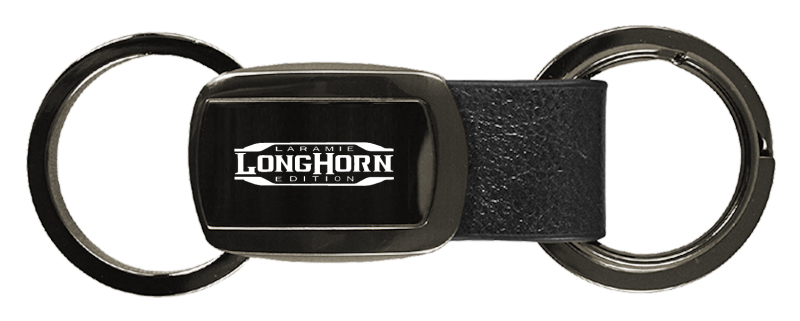Longhorn Laramie Leather Tri-Ring Key Fob - Gun Metal