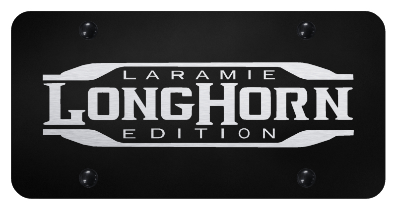 Longhorn Laramie License Plate - Laser Etched Black
