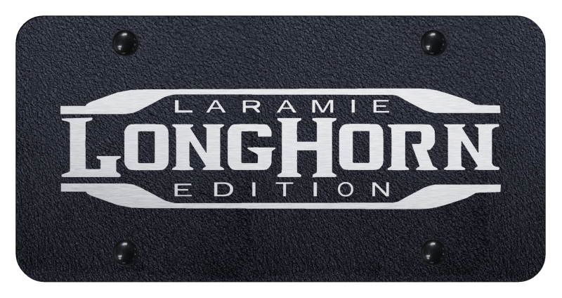 Longhorn Laramie License Plate - Laser Etched Rugged Black
