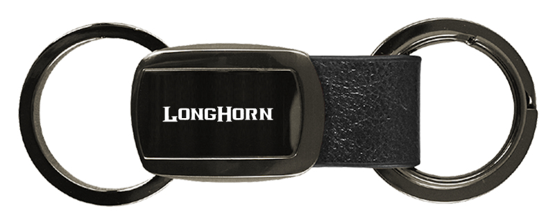 Longhorn Leather Tri-Ring Key Fob - Gun Metal