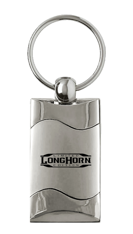 Longhorn Limited Edition Rectangular Wave Key Fob - Silver