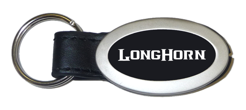 Longhorn Oval Leather Key Fob - Black