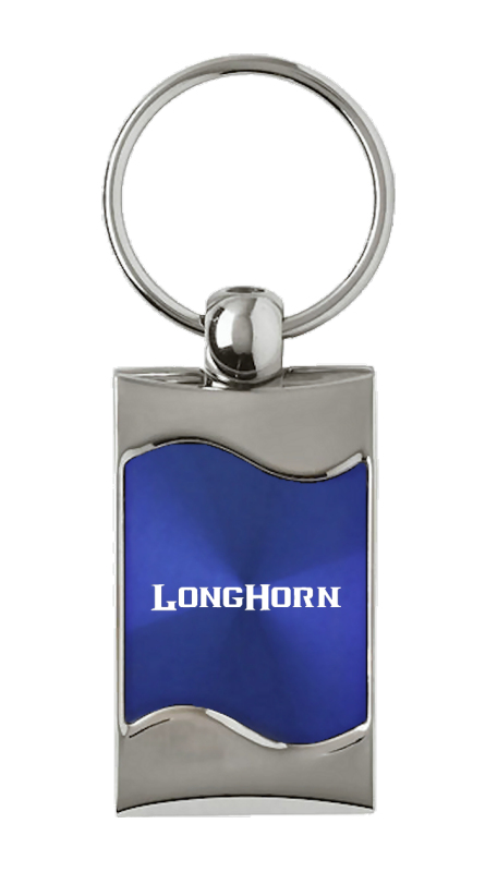 Longhorn Rectangular Wave Key Fob - Blue