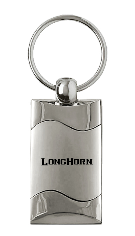 Longhorn Rectangular Wave Key Fob - Silver