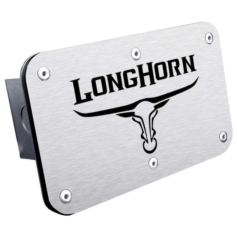 Longhorn Skull Class III Trailer Hitch Plug - Brushed
