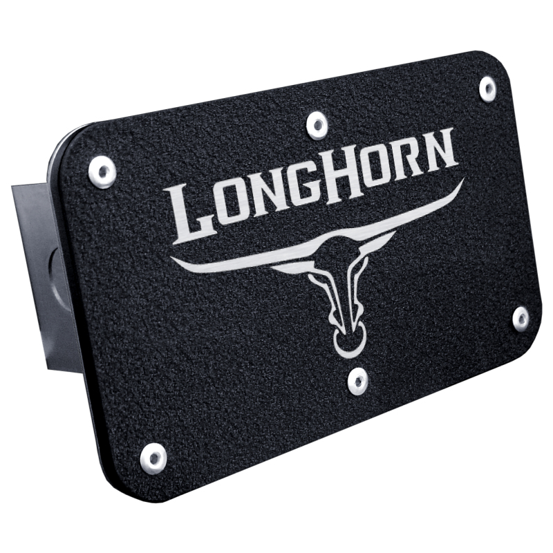 Longhorn Skull Class III Trailer Hitch Plug - Rugged Black