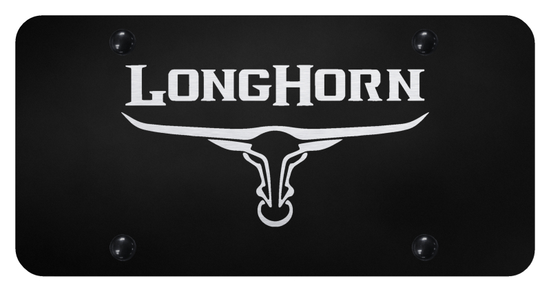 Longhorn Skull License Plate - Laser Etched Black
