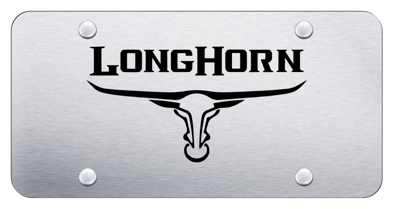 Longhorn Skull License Plate - Laser Etched Brushed