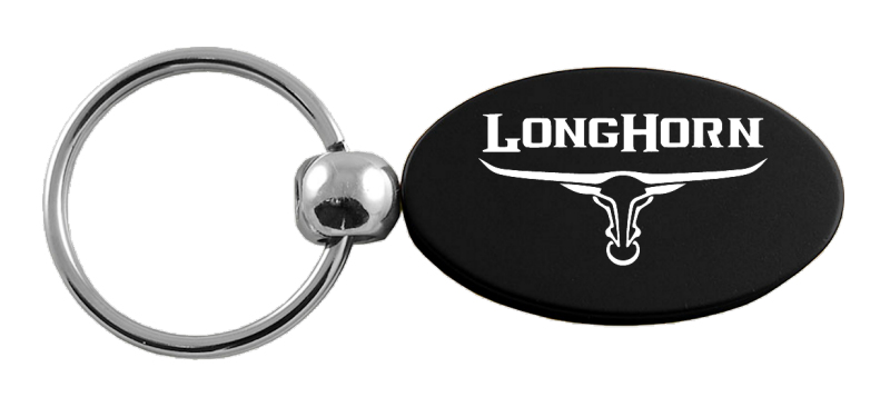 Longhorn Skull Oval Key Fob - Black