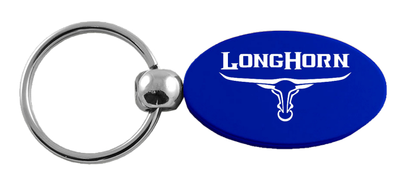 Longhorn Skull Oval Key Fob - Blue