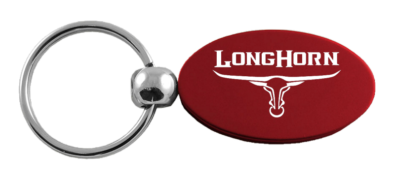 Longhorn Skull Oval Key Fob - Burgundy
