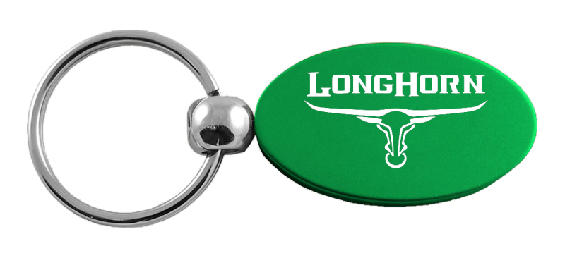 Longhorn Skull Oval Key Fob - Green