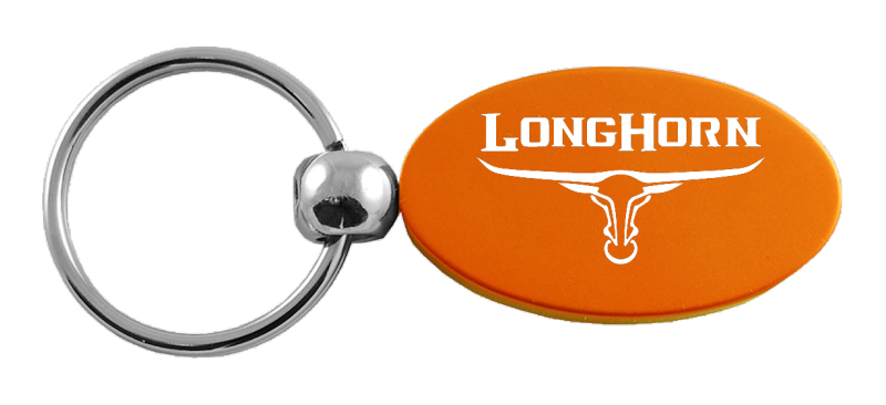 Longhorn Skull Oval Key Fob - Orange