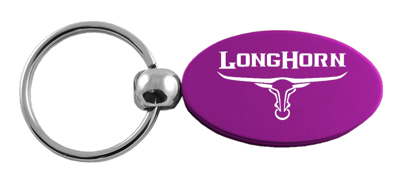 Longhorn Skull Oval Key Fob - Purple
