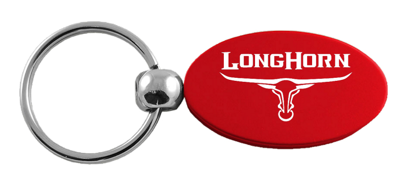 Longhorn Skull Oval Key Fob - Red