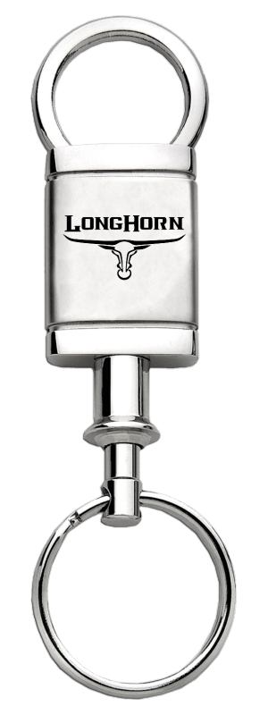 Longhorn Skull Satin-Chrome Valet Key Fob - Silver
