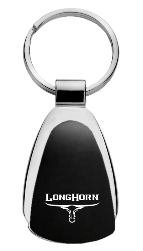Longhorn Skull Teardrop Key Fob - Black