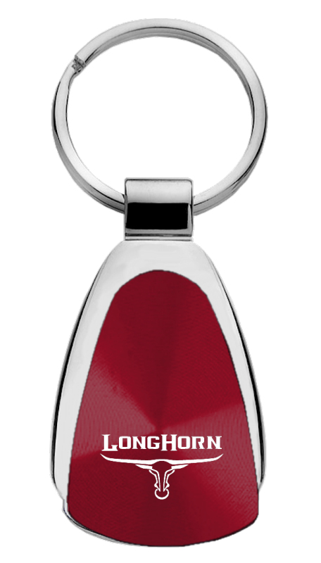Longhorn Skull Teardrop Key Fob - Burgundy