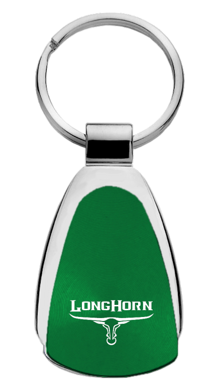 Longhorn Skull Teardrop Key Fob - Green