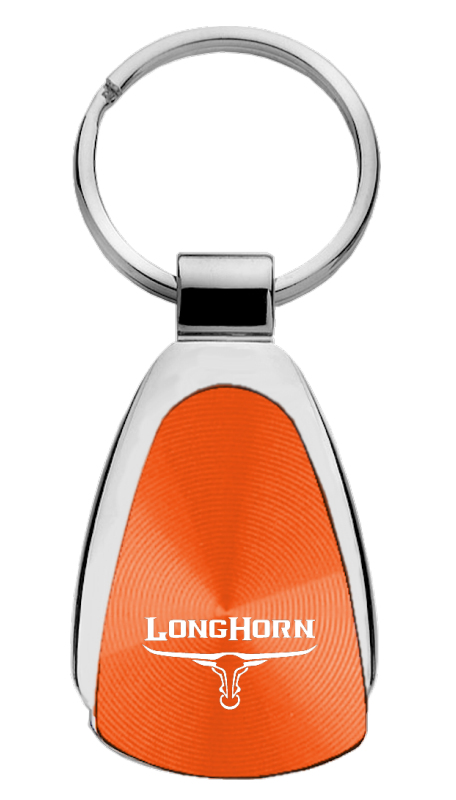 Longhorn Skull Teardrop Key Fob - Orange