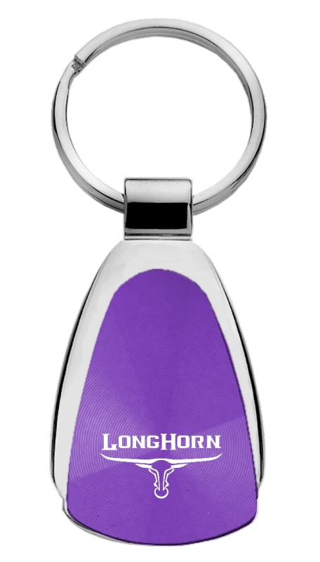 Longhorn Skull Teardrop Key Fob - Purple