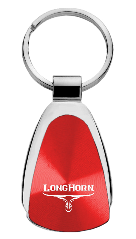 Longhorn Skull Teardrop Key Fob - Red