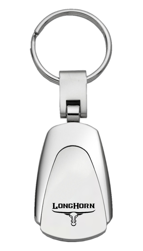 Longhorn Skull Teardrop Key Fob - Silver