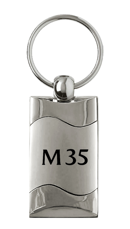 M35 Rectangular Wave Key Fob - Silver