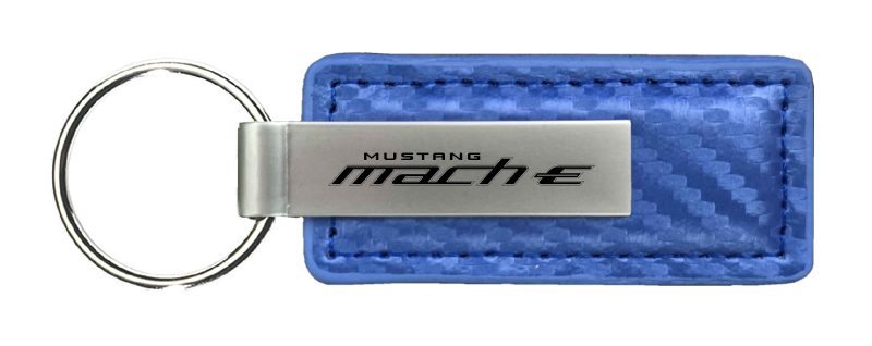 Mach-E Carbon Fiber Leather Key Fob - Blue