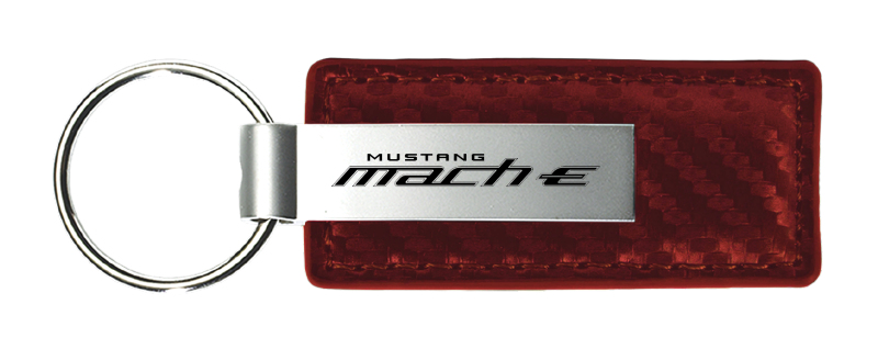 Mach-E Carbon Fiber Leather Key Fob - Burgundy