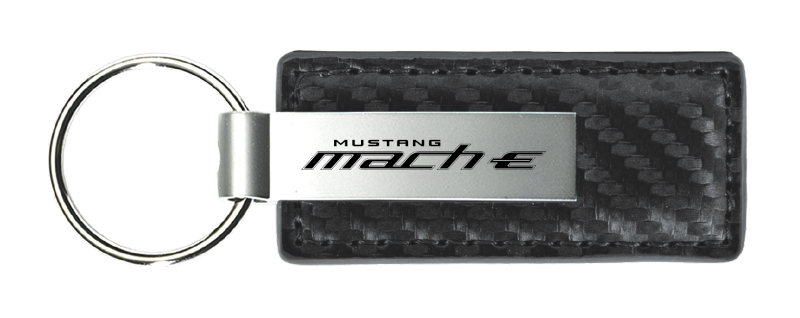 Mach-E Carbon Fiber Leather Key Fob - Gun Metal