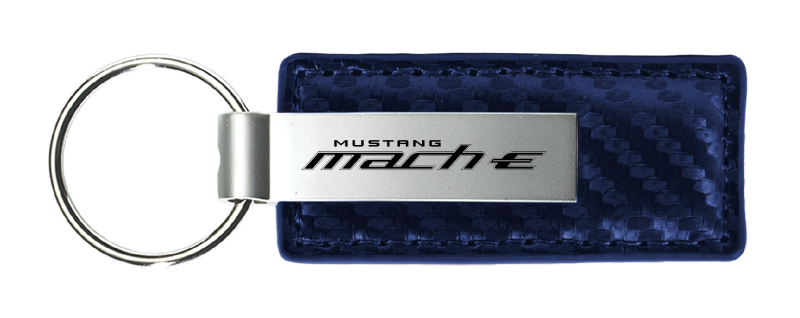 Mach-E Carbon Fiber Leather Key Fob - Navy