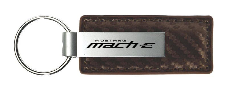 Mach-E Carbon Fiber Leather Key Fob - Taupe