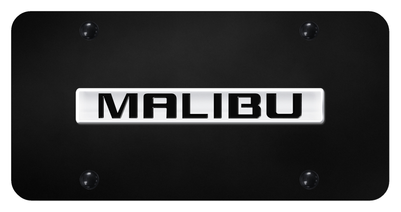 Malibu Name License Plate - Chrome on Black