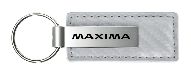 Maxima Carbon Fiber Leather Key Fob - White
