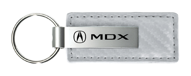 MDX Carbon Fiber Leather Key Fob - White