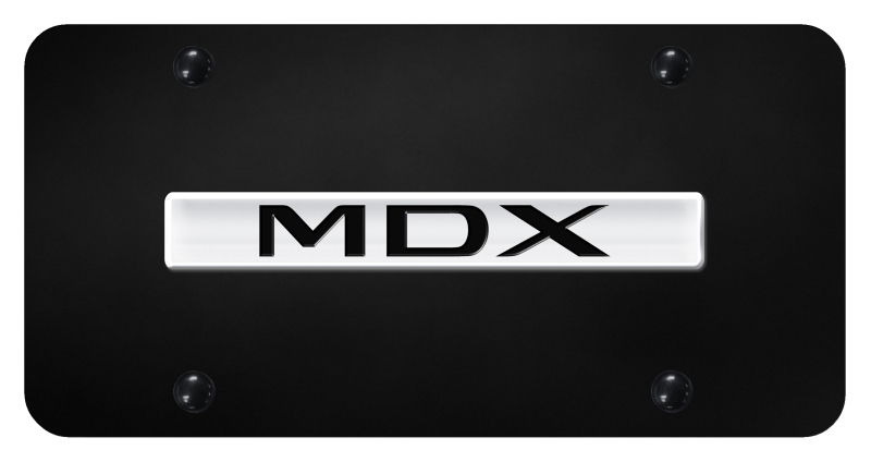 MDX Name License Plate - Chrome on Black