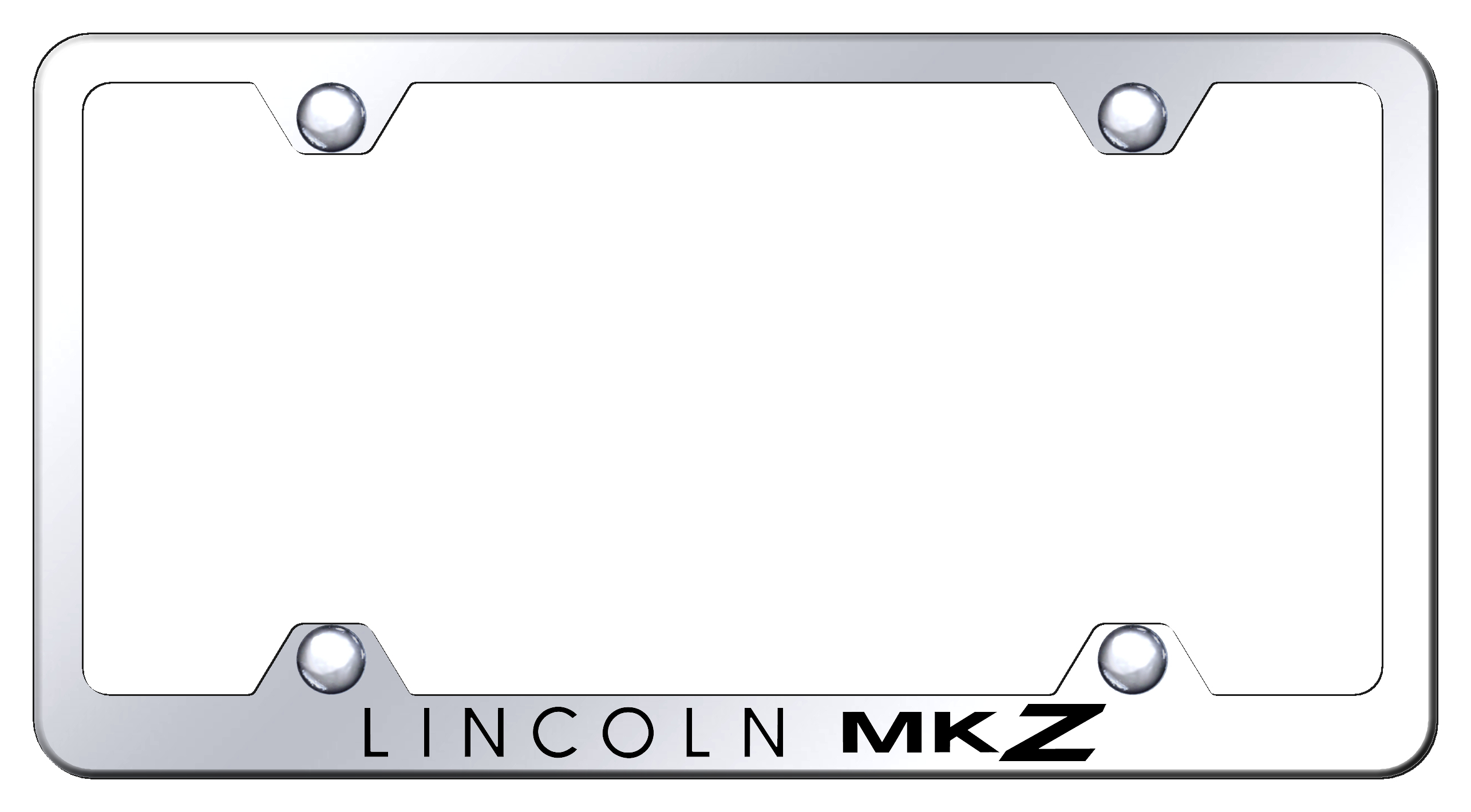Lincoln MKZ Laser Etched Stainless Steel Wide License Plate Frame - Finish:Mirror