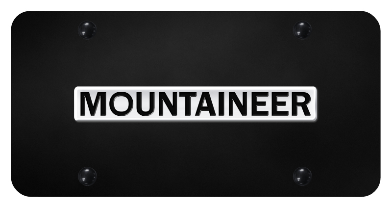 Mountaineer Name License Plate - Chrome on Black