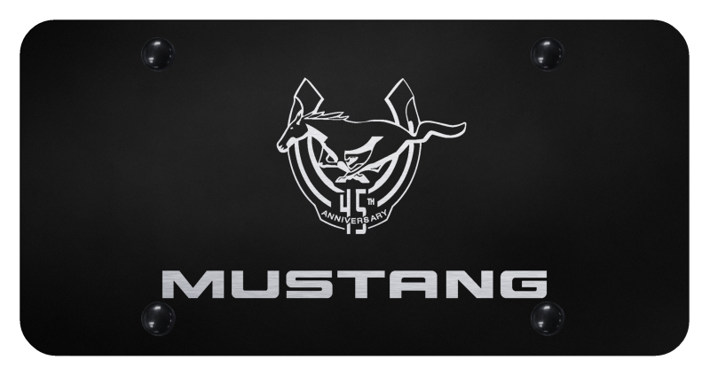 Mustang 45th Anniversary License Plate - Laser Etched Black
