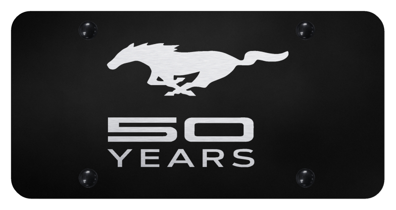 Mustang 50 Years License Plate - Laser Etched Black