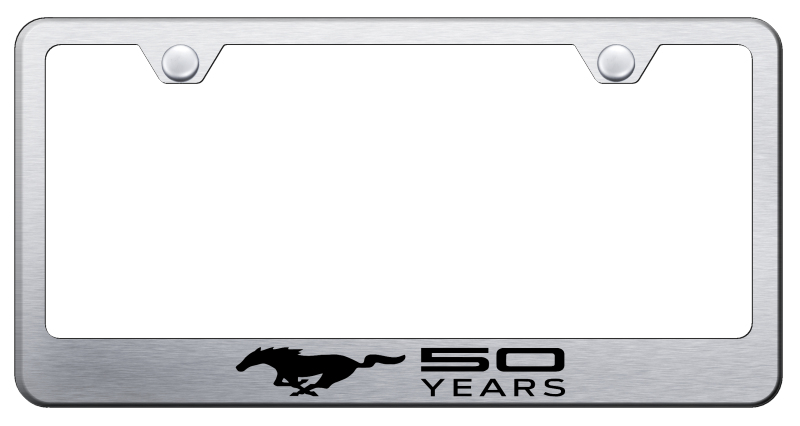 Ford Mustang 50 Years Laser Etched Stainless Steel License Plate Frame - Finish:Brush