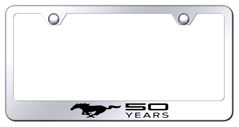 Ford Mustang 50 Years Laser Etched Stainless Steel License Plate Frame - Finish:Mirror