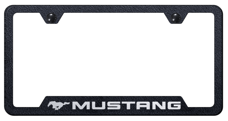 Mustang Cut-Out Frame - Laser Etched Rugged Black